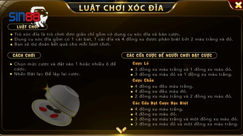 Hướng dẫn chơi xóc đĩa online